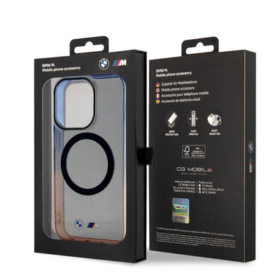 Apple iPhone 15 Pro Max Kılıf BMW Magsafe Şarj Özellikli Transparan Renkli Çerçeveli Orjinal Lisanslı Kapak Gri