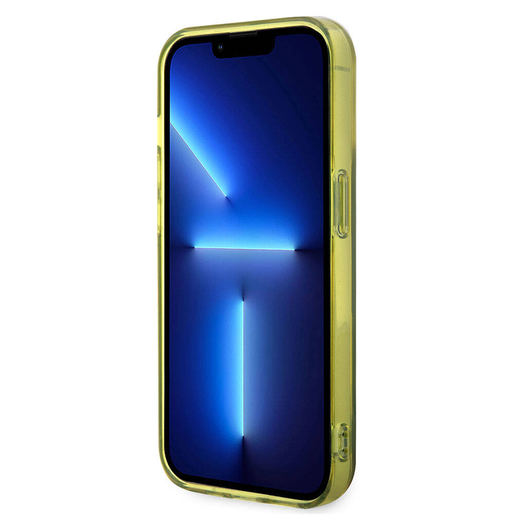Apple iPhone 15 Pro Max Kılıf BMW Magsafe Şarj Özellikli Transparan Tricolor Stripes Orjinal Lisanslı Kapak Sarı