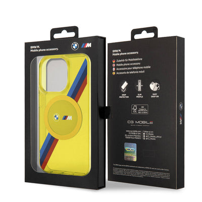 Apple iPhone 15 Pro Max Kılıf BMW Magsafe Şarj Özellikli Transparan Tricolor Stripes Orjinal Lisanslı Kapak Yeşil