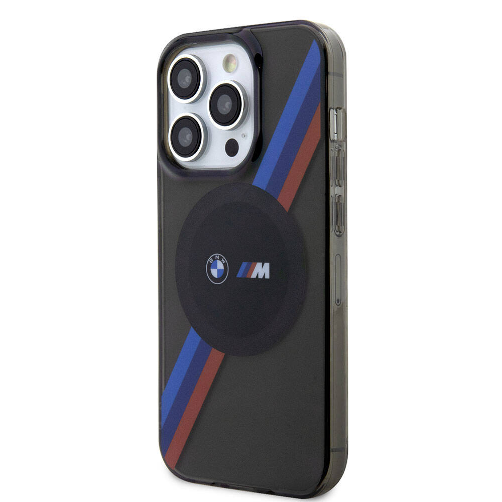 Apple iPhone 15 Pro Max Kılıf BMW Magsafe Şarj Özellikli Transparan Tricolor Stripes Orjinal Lisanslı Kapak Sarı
