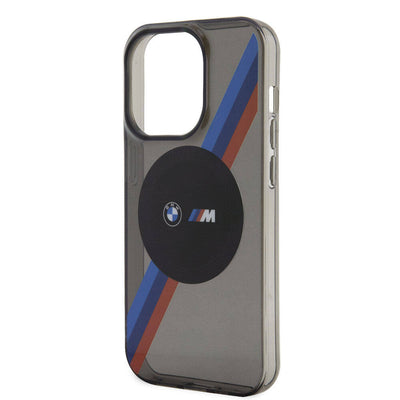 Apple iPhone 15 Pro Max Kılıf BMW Magsafe Şarj Özellikli Transparan Tricolor Stripes Orjinal Lisanslı Kapak Yeşil