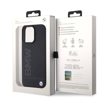 iPhone 15 Pro Max Kılıf BMW Orjinal Lisanslı M-safe Şarj Özellikli Sıcak Damga Logolu Deri Kılıf