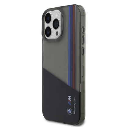 iPhone 15 Pro Max Kılıf BMW Orjinal Lisanslı Yarı Transparan M Dizayn Çizgili Kılıf