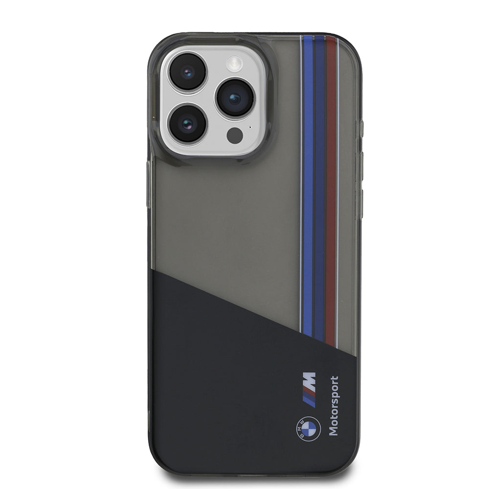 iPhone 15 Pro Max Kılıf BMW Orjinal Lisanslı Yarı Transparan M Dizayn Çizgili Kılıf