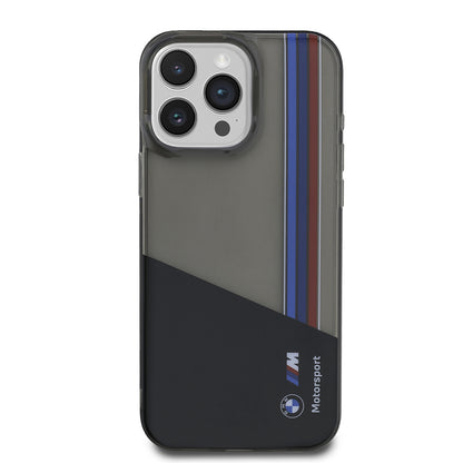 iPhone 15 Pro Max Kılıf BMW Orjinal Lisanslı Yarı Transparan M Dizayn Çizgili Kılıf