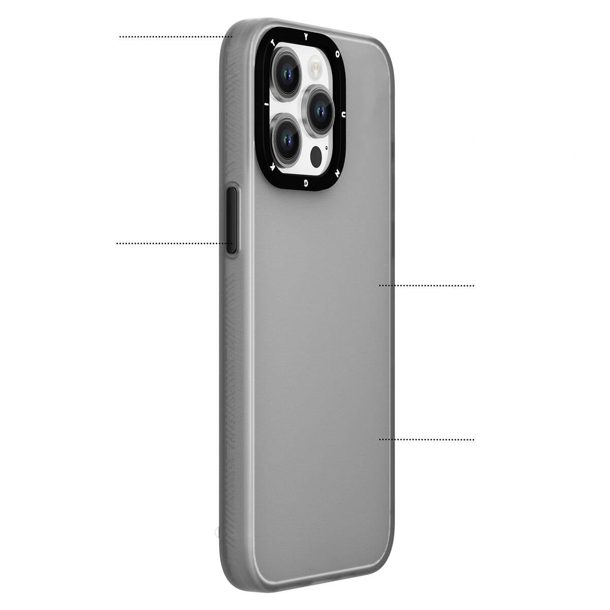 Apple iPhone 15 Pro Max Kılıf Buzlu Mat Tasarım Youngkit Hidden Sand Serisi Kapak Gri