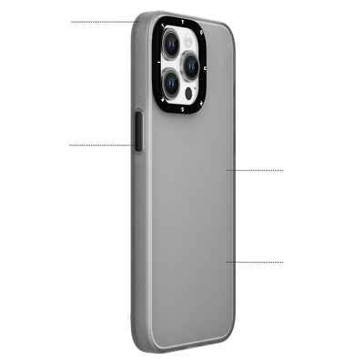Apple iPhone 15 Pro Max Kılıf Buzlu Mat Tasarım Youngkit Hidden Sand Serisi Kapak Gri