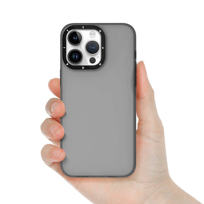 Apple iPhone 15 Pro Max Kılıf Buzlu Mat Tasarım Youngkit Hidden Sand Serisi Kapak Gri
