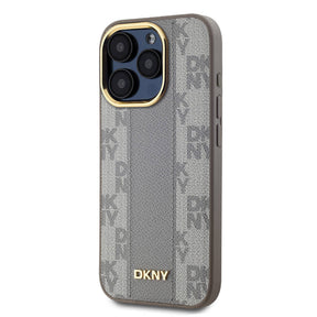 Apple iPhone 15 Pro Max Kılıf DKNY Orjinal Lisanslı 3D Yazılı Checkered Pattern Kapak