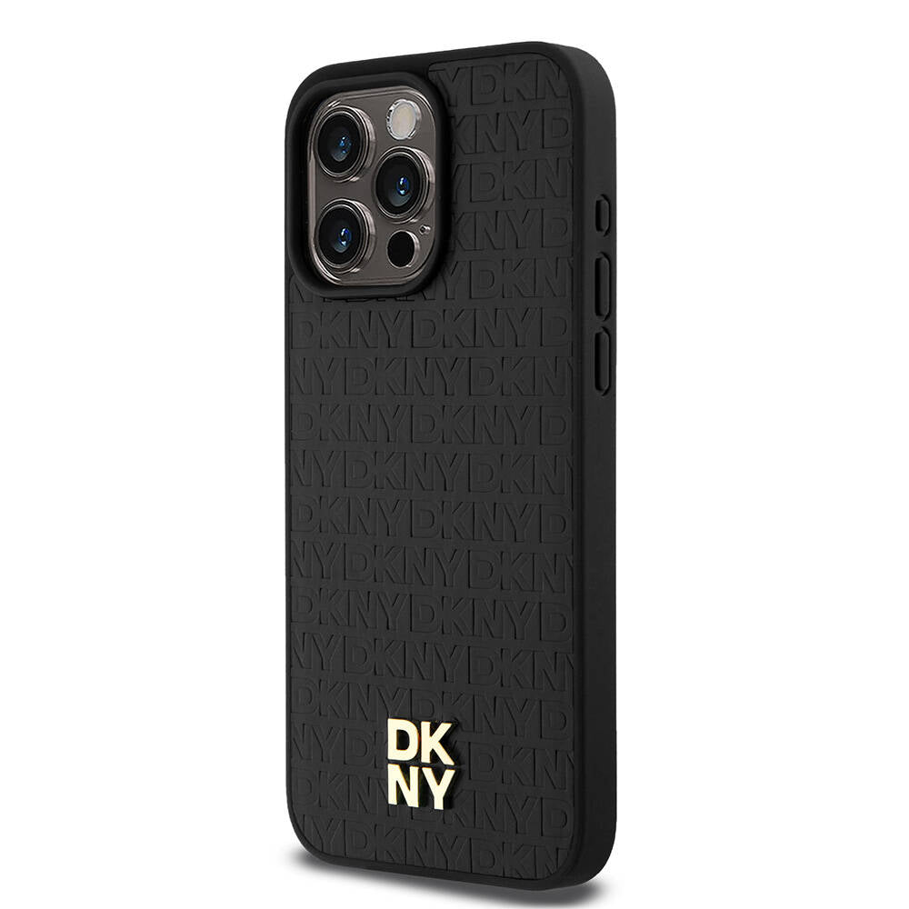 Apple iPhone 15 Pro Max Kılıf DKNY Orjinal Lisanslı 3D Yazılı Repeat Pattern Kapak