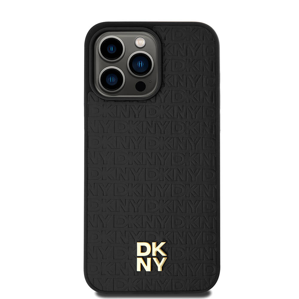 Apple iPhone 15 Pro Max Kılıf DKNY Orjinal Lisanslı 3D Yazılı Repeat Pattern Kapak