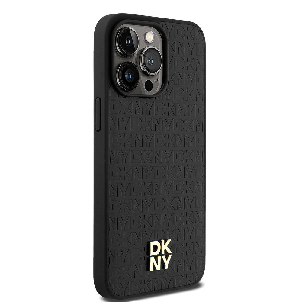 Apple iPhone 15 Pro Max Kılıf DKNY Orjinal Lisanslı 3D Yazılı Repeat Pattern Kapak