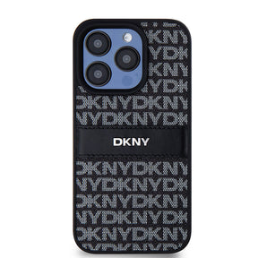 Apple iPhone 15 Pro Max Kılıf DKNY Orjinal Lisanslı 3D Yazılı Repeat Texture Pattern Kapak