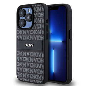 Apple iPhone 15 Pro Max Kılıf DKNY Orjinal Lisanslı 3D Yazılı Repeat Texture Pattern Kapak