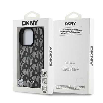 iPhone 15 Pro Max Kılıf DKNY Orjinal Lisanslı M-safe Şarj Özellikli 3D Yazılı Grid Pattern Kılıf