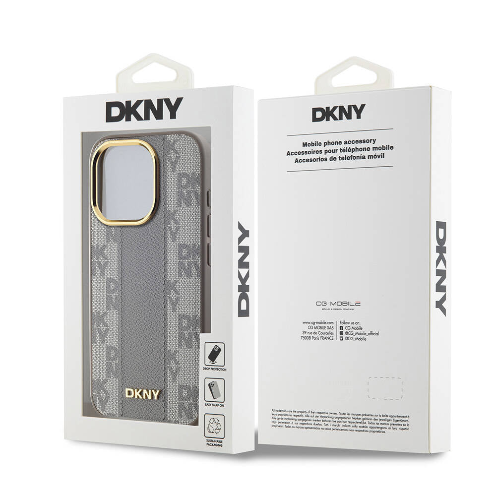 iPhone 15 Pro Max Kılıf DKNY Orjinal Lisanslı M-safe Şarj Özellikli 3D Yazılı Checkered Pattern Kılıf