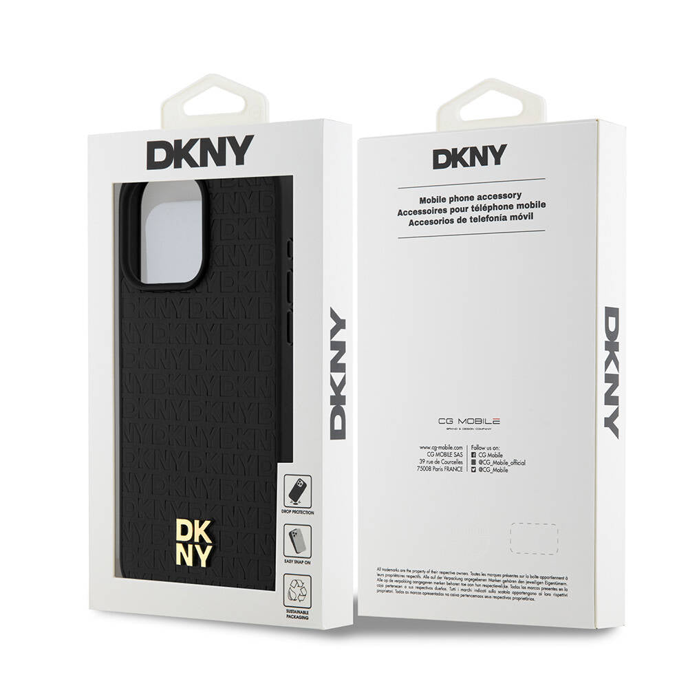 iPhone 15 Pro Max Kılıf DKNY Orjinal Lisanslı M-safe Şarj Özellikli 3D Yazılı Repeat Pattern Kılıf