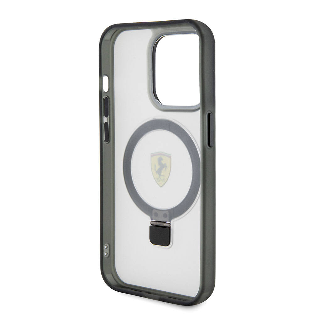iPhone 15 Pro Max Kılıf Ferrari M-safe Şarj Özellikli Standlı Buzlu Yüzey Dizayn Kılıf