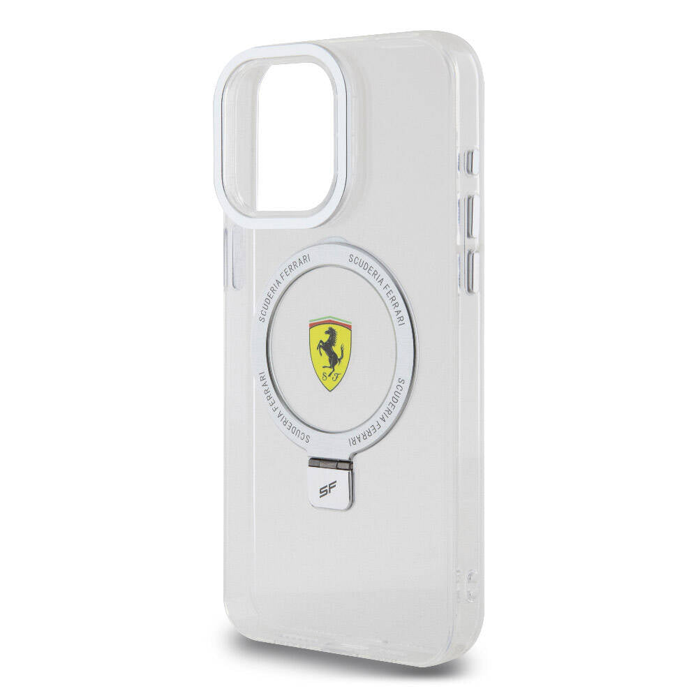 iPhone 15 Pro Max Kılıf Ferrari M-safe Şarj Özellikli Standlı Buzlu Yüzey Dizayn Kılıf