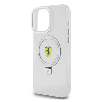 iPhone 15 Pro Max Kılıf Ferrari M-safe Şarj Özellikli Standlı Buzlu Yüzey Dizayn Kılıf