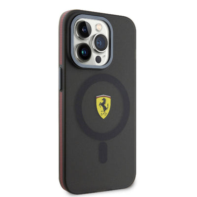 Apple iPhone 15 Pro Max Kılıf Ferrari Orjinal Lisanslı Magsafe Şarj Özellikli Kontrast Bumper Kapak Kırmızı