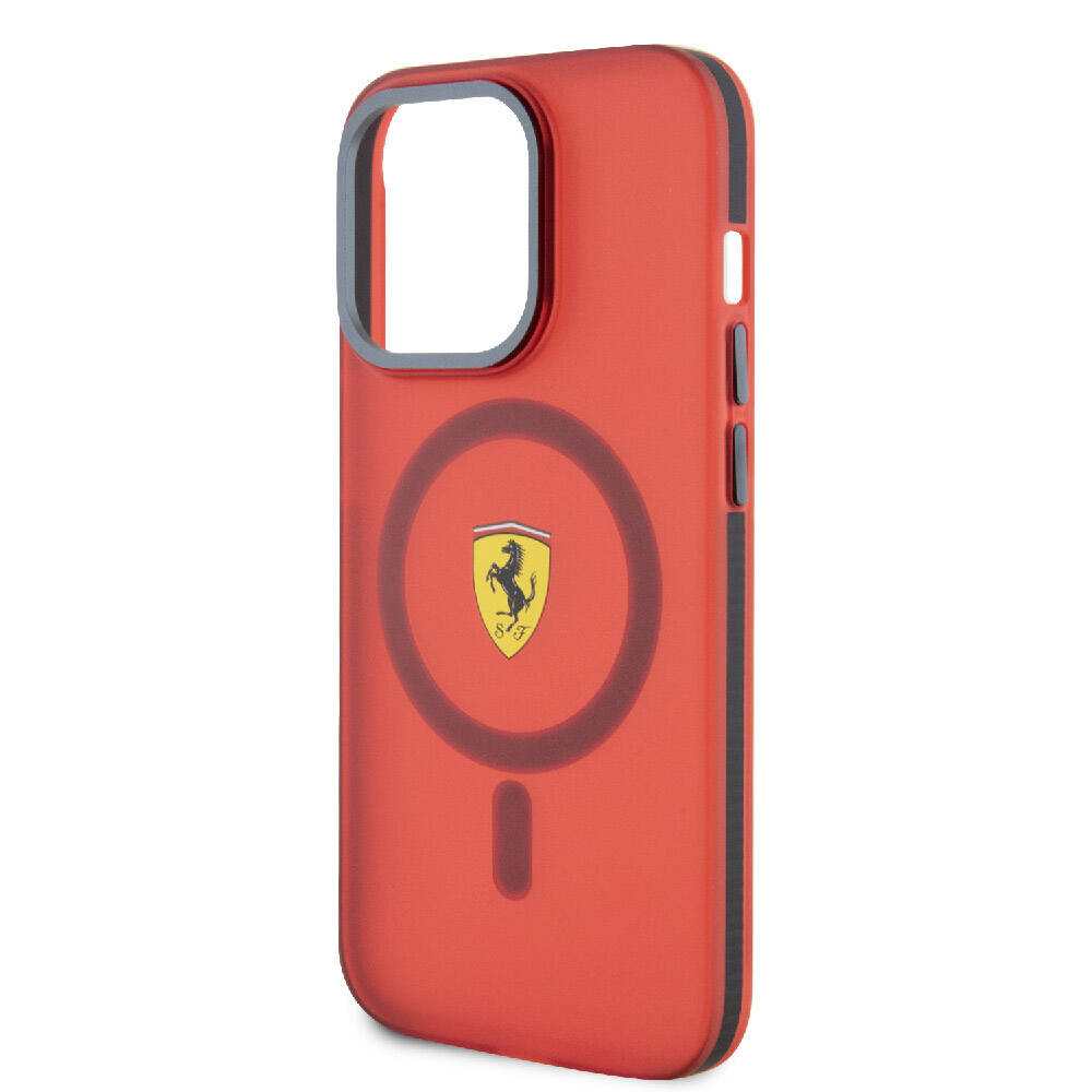 Apple iPhone 15 Pro Max Kılıf Ferrari Orjinal Lisanslı Magsafe Şarj Özellikli Kontrast Bumper Kapak Siyah
