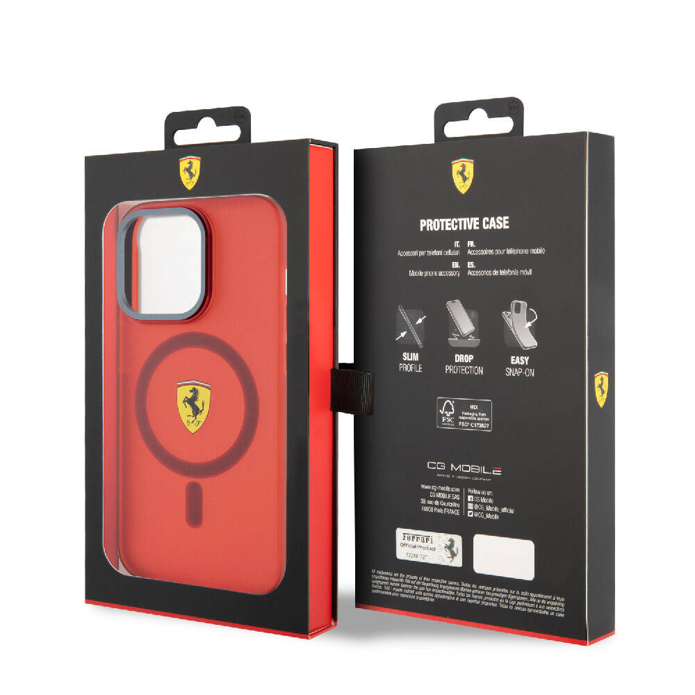 Apple iPhone 15 Pro Max Kılıf Ferrari Orjinal Lisanslı Magsafe Şarj Özellikli Kontrast Bumper Kapak Siyah