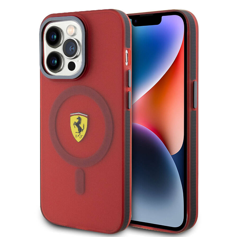 Apple iPhone 15 Pro Max Kılıf Ferrari Orjinal Lisanslı Magsafe Şarj Özellikli Kontrast Bumper Kapak Siyah
