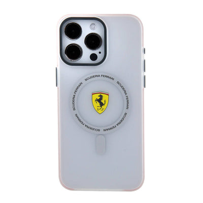 Apple iPhone 15 Pro Max Kılıf Ferrari Orjinal Lisanslı Magsafe Şarj Özellikli Kontrast Bumper SF Ring Kapak Kırmızı
