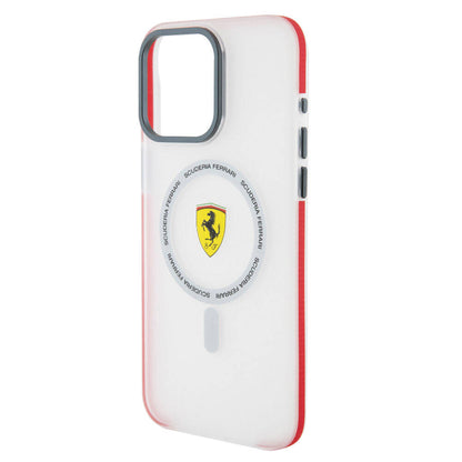 iPhone 15 Pro Max Kılıf Ferrari Orjinal Lisanslı M-safe Şarj Özellikli Kontrast Bumper SF Ring Kılıf