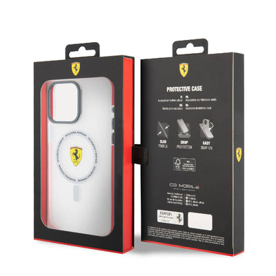 Apple iPhone 15 Pro Max Kılıf Ferrari Orjinal Lisanslı Magsafe Şarj Özellikli Kontrast Bumper SF Ring Kapak Kırmızı