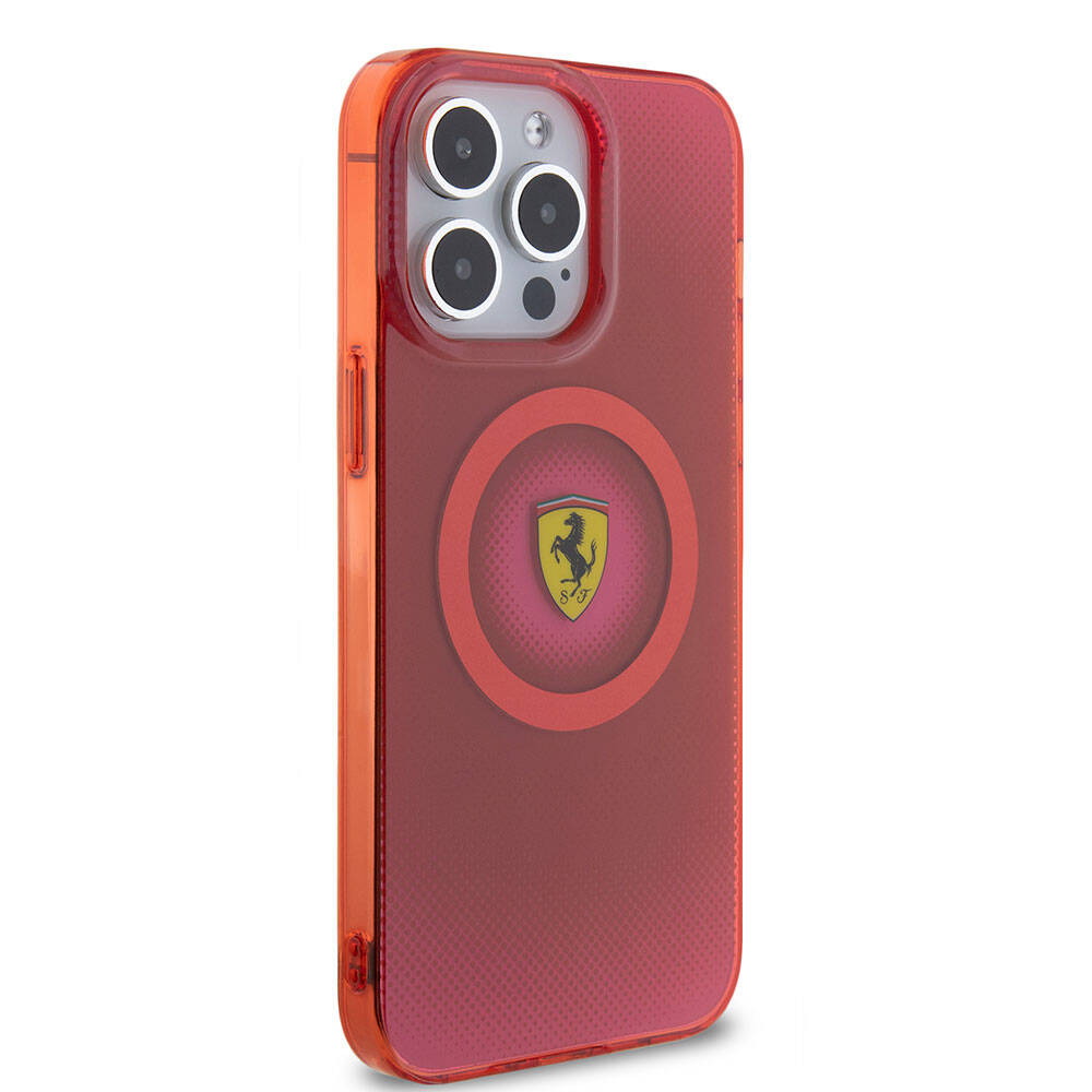 iPhone 15 Pro Max Kılıf Ferrari Orjinal Lisanslı M-safe Şarj Özellikli Parçalanan Noktalar Desenli Kılıf