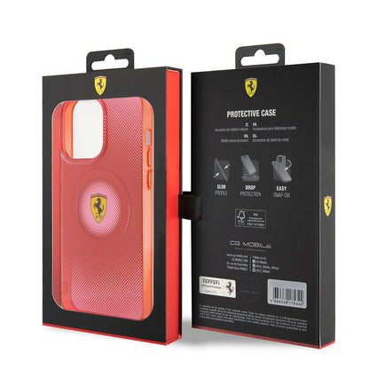 iPhone 15 Pro Max Kılıf Ferrari Orjinal Lisanslı M-safe Şarj Özellikli Parçalanan Noktalar Desenli Kılıf