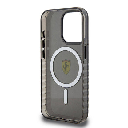 iPhone 15 Pro Max Kılıf Ferrari Orjinal Lisanslı M-safe Şarj Özellikli Tırtıklı Kenar Tasarımlı Ortalanmış Logo Kılıf