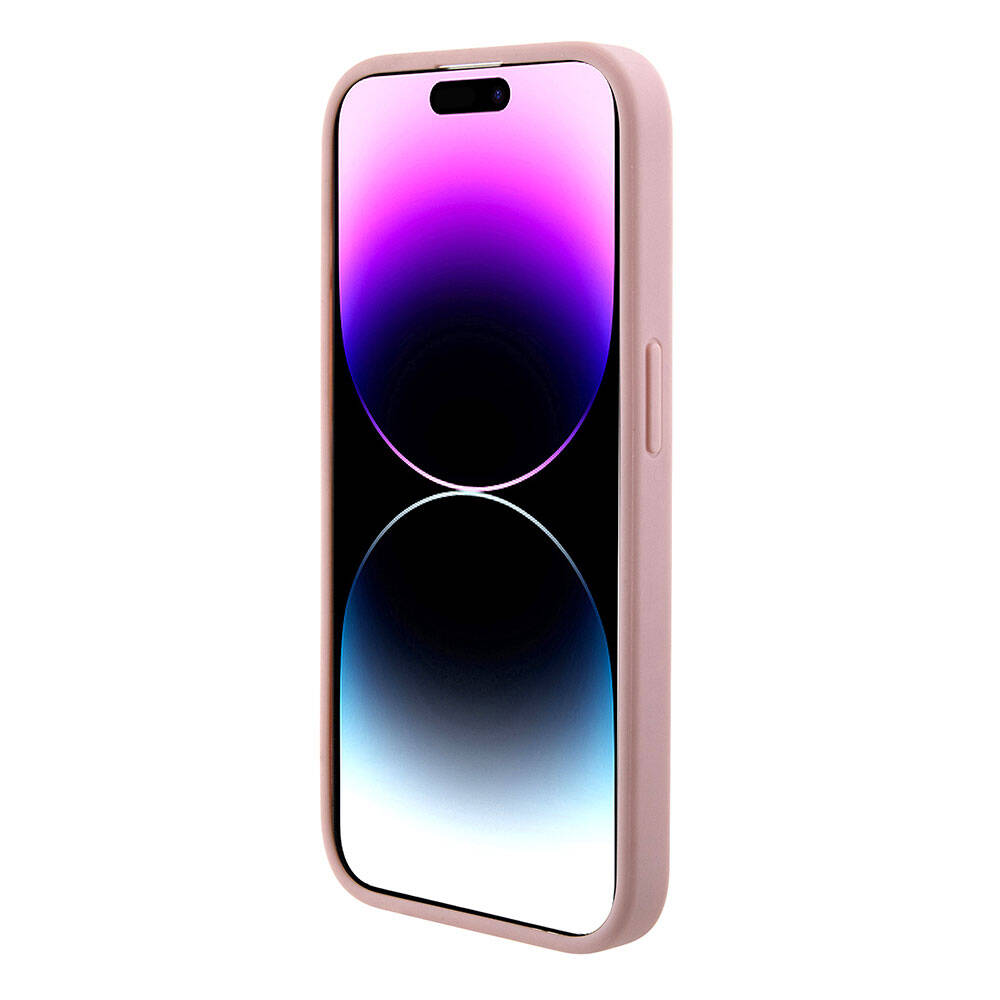 Apple iPhone 15 Pro Max Kılıf Guess Orjinal Lisanslı 4G Büyük Metal Logolu Glitter Kapak Pembe