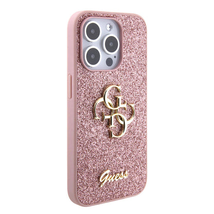 iPhone 15 Pro Max Kılıf Guess Orjinal Lisanslı 4G Büyük Metal Logolu Glitter Kılıf