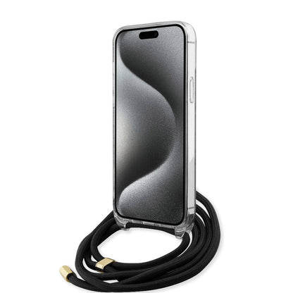 iPhone 15 Pro Max Kılıf Guess Orjinal Lisanslı Çapraz Kordon 4G Desenli Kılıf