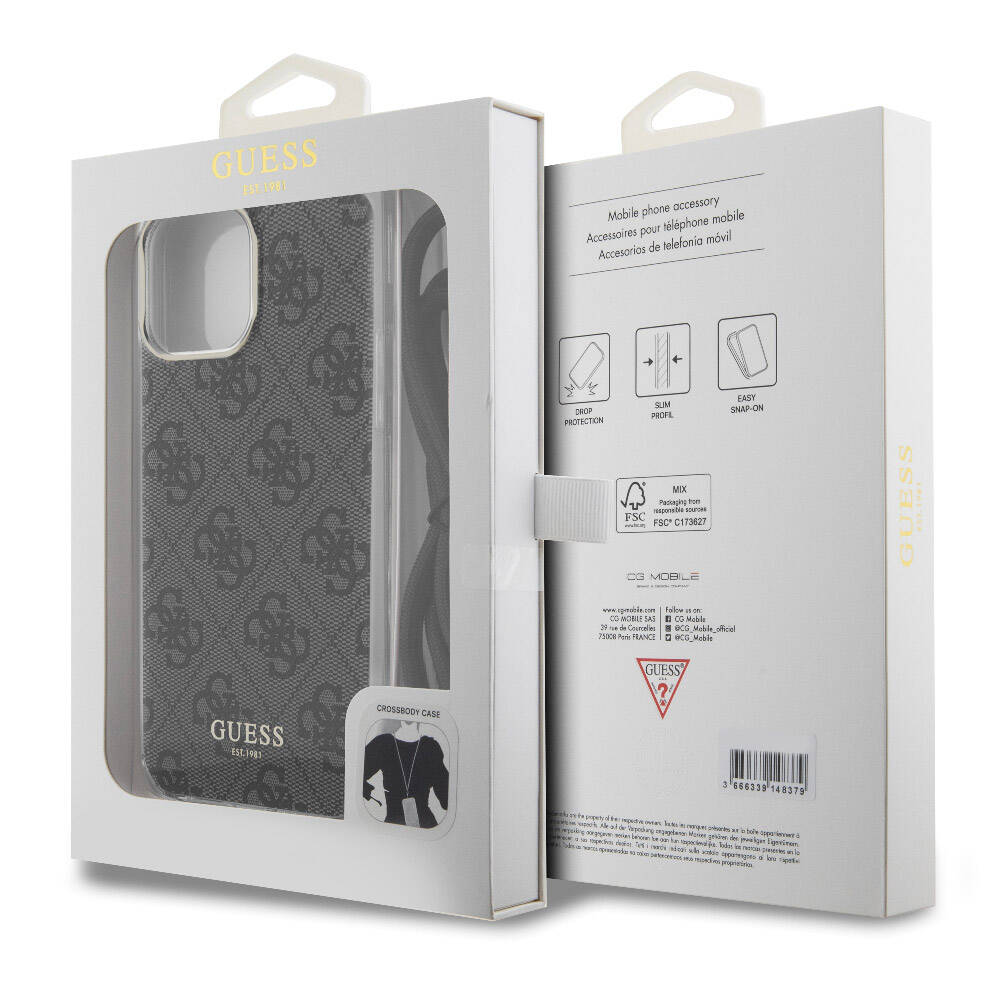 iPhone 15 Pro Max Kılıf Guess Orjinal Lisanslı Çapraz Kordon 4G Desenli Kılıf