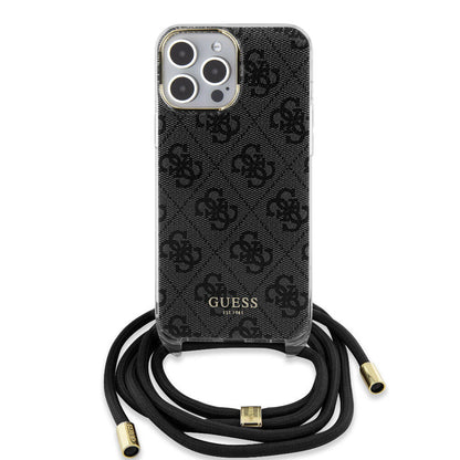 iPhone 15 Pro Max Kılıf Guess Orjinal Lisanslı Çapraz Kordon 4G Desenli Kılıf