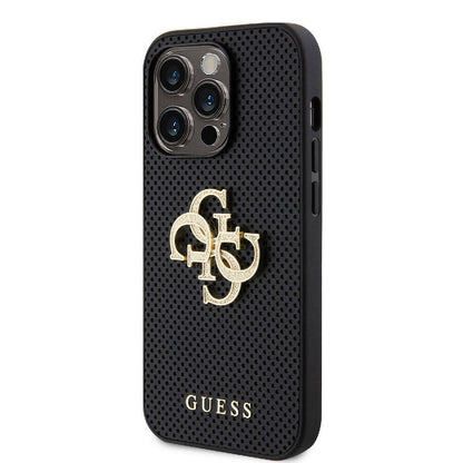 iPhone 15 Pro Max Kılıf Guess Orjinal Lisanslı Delikli Yazı ve 4G Glitter Büyük Metal Logolu Kılıf