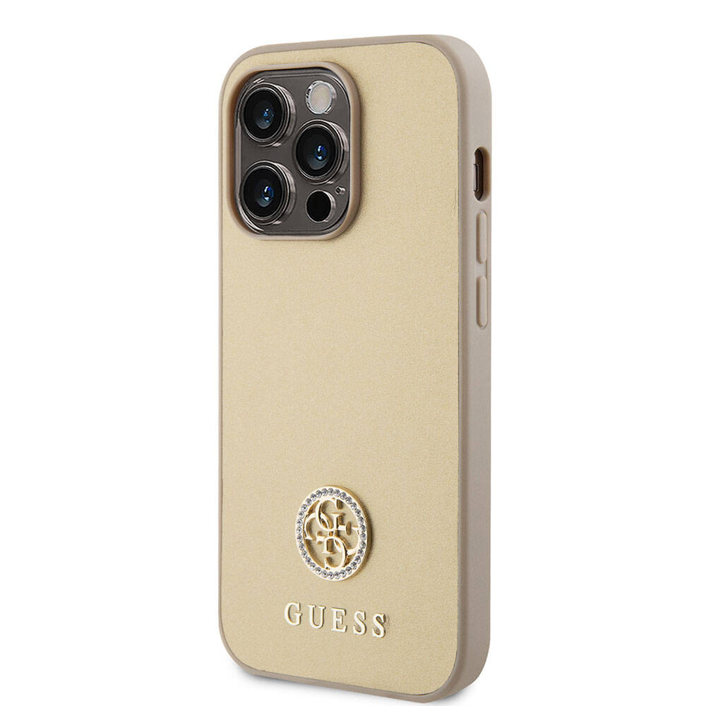iPhone 15 Pro Max Kılıf Guess Orjinal Lisanslı Deri 4G Metal Logo Strass Kılıf