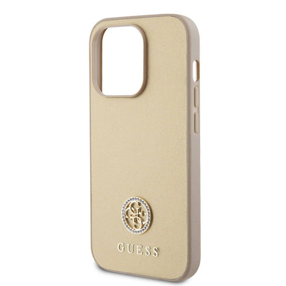 iPhone 15 Pro Max Kılıf Guess Orjinal Lisanslı Deri 4G Metal Logo Strass Kılıf