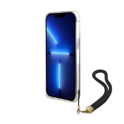 iPhone 15 Pro Max Kılıf Guess Orjinal Lisanslı Desenli Yazı Logolu Askı İpli Holografik Glitter Peony Kılıf