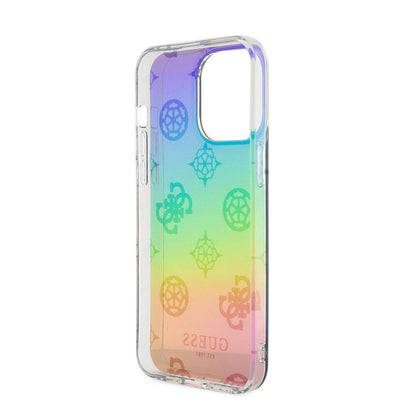 iPhone 15 Pro Max Kılıf Guess Orjinal Lisanslı Desenli Yazı Logolu Askı İpli Holografik Glitter Peony Kılıf