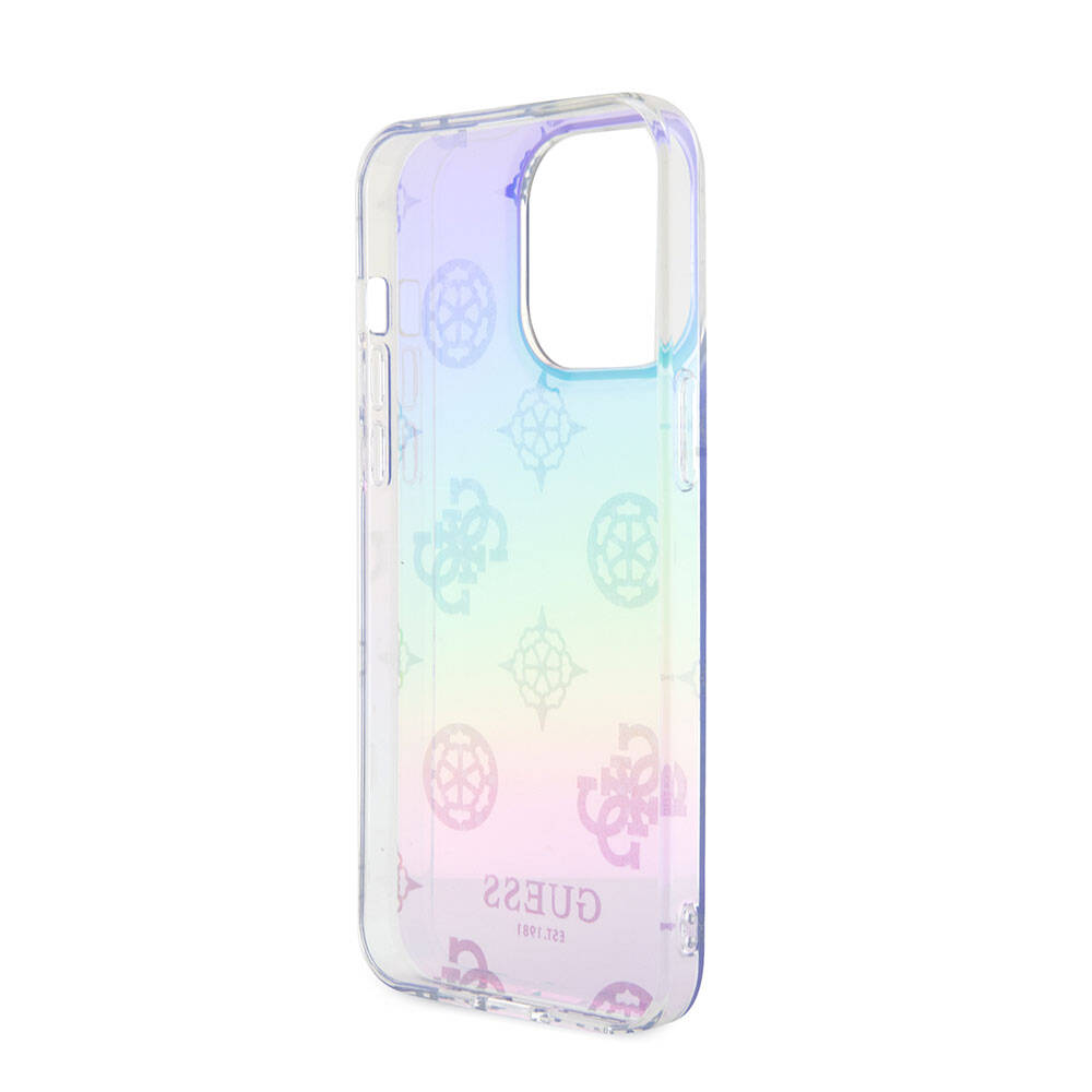 iPhone 15 Pro Max Kılıf Guess Orjinal Lisanslı Desenli Yazı Logolu Askı İpli Holografik Glitter Peony Kılıf