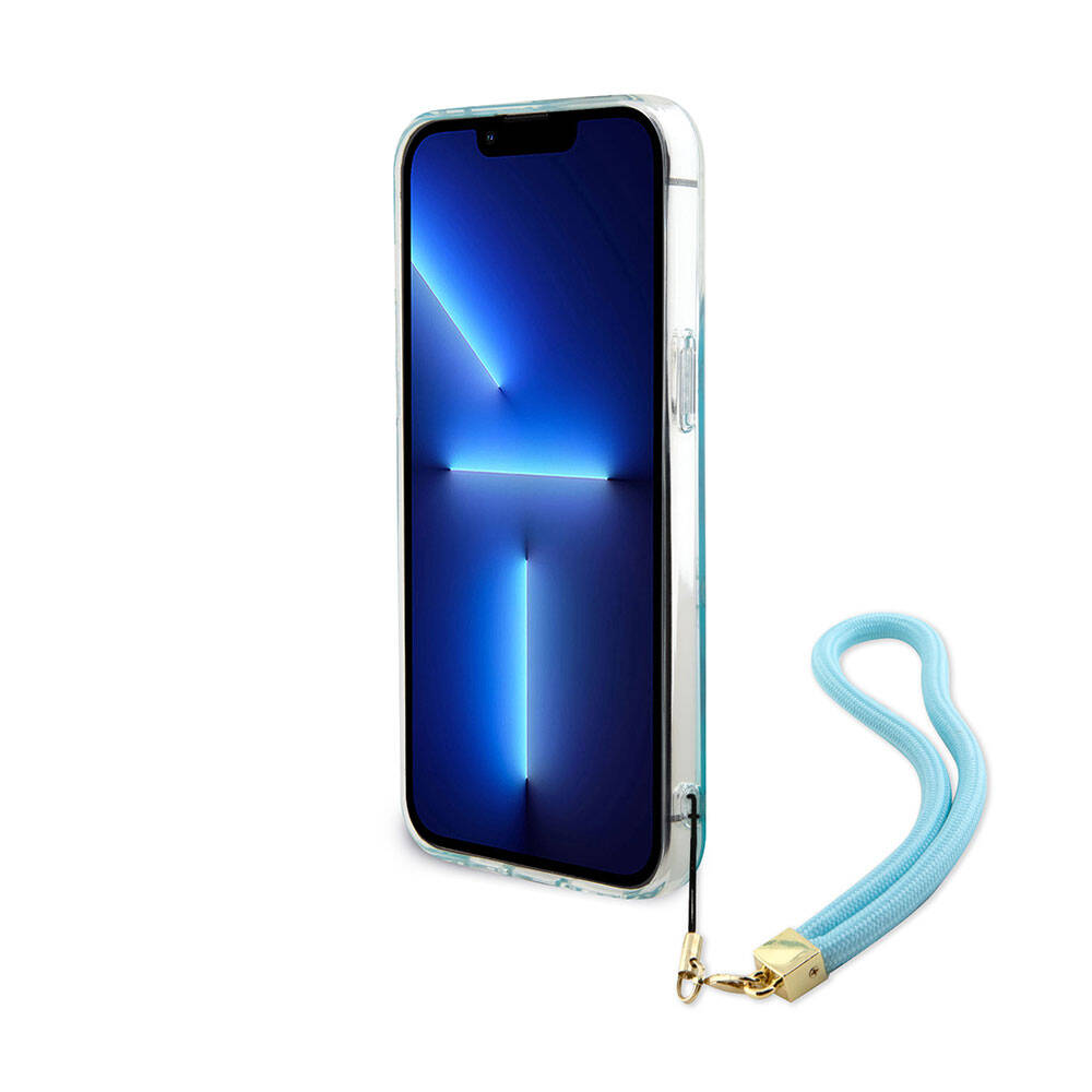iPhone 15 Pro Max Kılıf Guess Orjinal Lisanslı Desenli Yazı Logolu Askı İpli Holografik Glitter Peony Kılıf