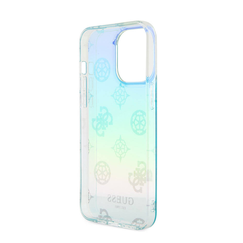 iPhone 15 Pro Max Kılıf Guess Orjinal Lisanslı Desenli Yazı Logolu Askı İpli Holografik Glitter Peony Kılıf