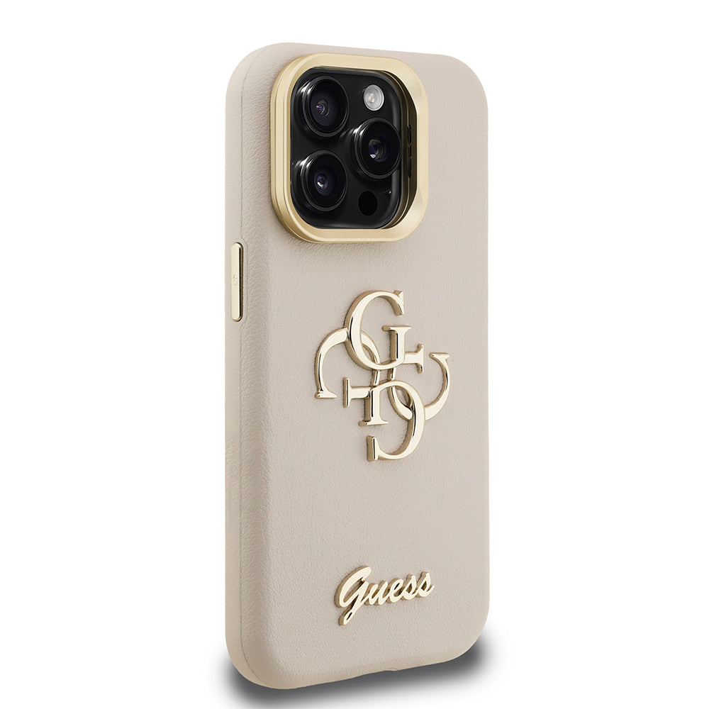 iPhone 15 Pro Max Kılıf Guess Orjinal Lisanslı Grained Yazı Logolu Kamera Standlı Kılıf