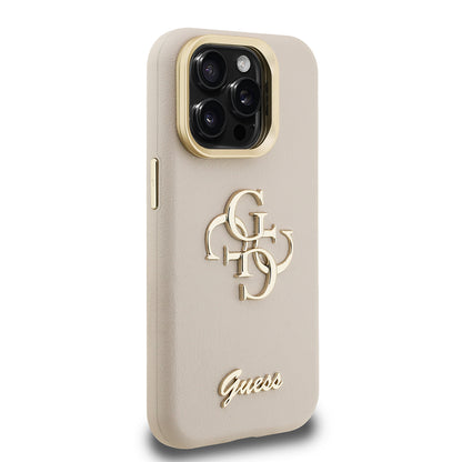 iPhone 15 Pro Max Kılıf Guess Orjinal Lisanslı Grained Yazı Logolu Kamera Standlı Kılıf