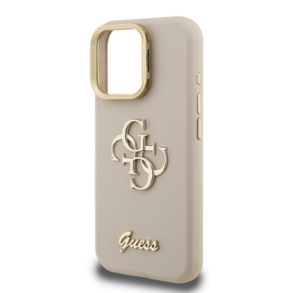 iPhone 15 Pro Max Kılıf Guess Orjinal Lisanslı Grained Yazı Logolu Kamera Standlı Kılıf